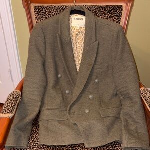 L'AGENCE Kenzie Olive/Khaki Double-Breasted Tweed Blazer- size 10